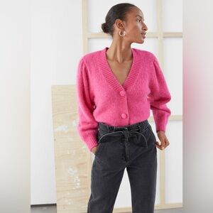 & Other Stories alpaca Puff Sleeve Cropped Cardigan S